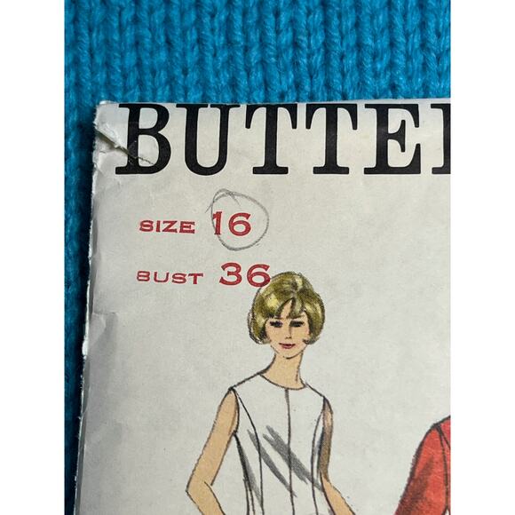 Butterick Sewing pattern 3966 Fit and flare dress pockets 1960s size 16 - Picture 2 of 6